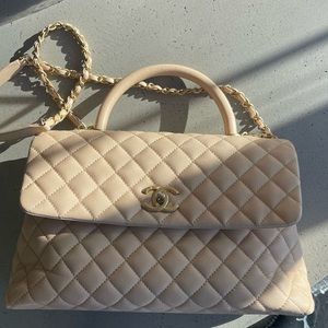 CHANEL Caviar Quilted Small Coco Handle Flap Light Pink